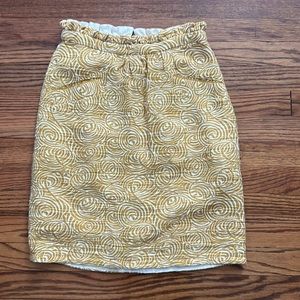 Anthropologie Elevenses Gold Swirl Skirt